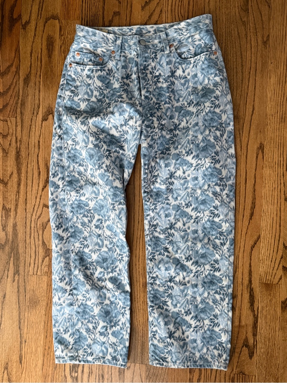 Levi's Light Blue Floral Straight-Leg Jeans
